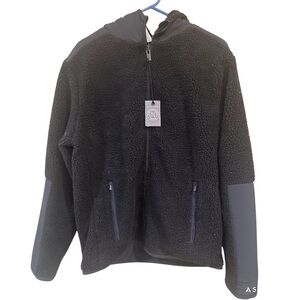NWTs Asher Golf Reversible Sherpa Jacket Men’s Sz M Black Embroider Activewear